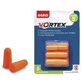 ESKO VORTEX EARPLUGS FOAM UNCORDED PACK OF 6 PAIRS