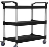 PLASTIC TROLLEY 3 SHELF BLACK 790 X 500