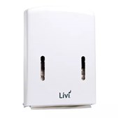 DISPENSER LIVI D750 DISPENSER D750 WIDE FOLD TOWEL 280WX165DX400H WHITE FREE ON LOAN