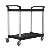 PLASTIC TROLLEY 2 SHELF BLACK 790 X 500