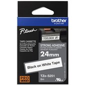 BROTHER TZES251 24MM X 8M EXTRA STRENGTH BLACK ON WHITE TAPE