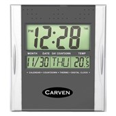 CARVEN CLOCK DIGITAL 210MM SILVER