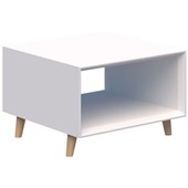 OSLO BOX COFFEE TABLE 600X600MM 450MM H WITH NATURAL TIMBER FEET WHITE FINISH