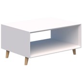 OSLO BOX COFFEE TABLE 600X800MM 450MM HIGH WITH NATURAL TIMBER FEET WHITE FINISH