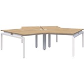 BALANCE 120 DEG 3 PERSON POD DESK 1200X1200X800MM WHITE FRAME CLASSIC OAK TOP