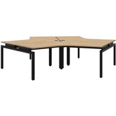 BALANCE 120 DEG 3 PERSON POD DESK 1200X1200X800MM BLACK FRAME CLASSIC OAK TOP