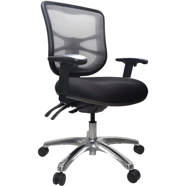 BURO METRO OFFICE CHAIR MESH BACK 3-LEVER POLISHED ALUMINIUM BASE