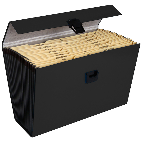 FM CONCERTINA FILE 19 POCKET FOOLSCAP BLACK Direct Office Products Depot