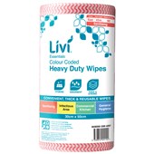 LIVI COMMERCIAL WIPES RED ROLL 90 SHEETS