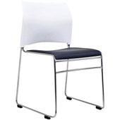 BURO MAXIM VISITOR CHAIR SLED BASE SILVER FRAME VINYL WHITE BACK BLACK SEAT