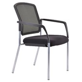 BURO LINDIS VISITOR CHAIR 4LEG BASE MESH BACK WITH ARMS ELASTIC III FABRIC ARMS BLACK