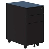 METALICON CUBE PEDESTAL SLIM 2 DRAWER 1 FILE W300 X D500 X H575MM BLACK