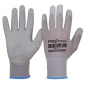 PROSENSE PROLITE PUN SAFETY GLOVES PU PALM ON NYLON LINER SIZE 8 PAIR GREY