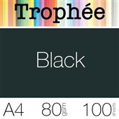 TROPHEE COLOURED PAPER A4 80GSM BLACK PACK 100