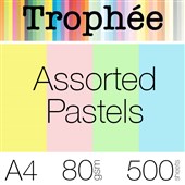 TROPHEE COLOURED PAPER A4 80GSM ASSORTED PASTELS PACK 500