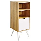 SYLEX SEATTLE CABINET WITH 2 SHELVES AND STORAGE DRAWER W400 X D445 X H1015MM WHITE FRAME OAK SHELVES