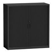 SYLEX TAMBOUR CUPBOARD 3 TIER 2 SHELVES W900 X D520 X H1020MM BLACK