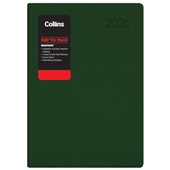 COLLINS DIARY RHAPSODY A41 RACING GREEN DAY TO PAGE EVEN YEAR