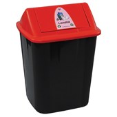 ITALPLAST WASTE SEPARATION BIN LANDFILL 32L BLACK WITH RED LID