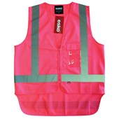 ESKO GOOD2GLOW SAFETY VEST DAYNIGHT WITH CELLPHONE ID AND PEN POCKETS LARGE HIVIS PINK