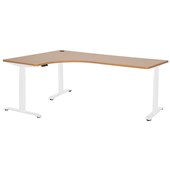 PULSE HEIGHT ADJUSTABLE ELECTRIC LEFT HAND WORKSTATION WHITE FRAME BEECH TOP W1200 X W1800 X D600MM