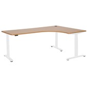 PULSE HEIGHT ADJUSTABLE ELECTRIC RIGHT HAND WORKSTATION WHITE FRAME BEECH TOP W1800  X W1200 X D600MM