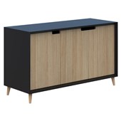 OSLO CREDENZA 1200WX720HX450D BLACK WITH CLASSIC OAK DOORS