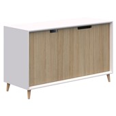 OSLO CREDENZA 1200WX720HX450D WHITE WITH CLASSIC OAK DOORS