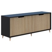 OSLO CREDENZA 1500WX720HX450D BLACK WITH CLASSIC OAK DOORS