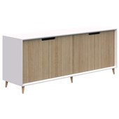 OSLO CREDENZA 1500WX720HX450D WHITE WITH CLASSIC OAK DOORS