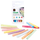 EC CHALK DUSTLESS COLOURED PACK 12