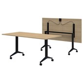 RAPID FLIP TABLE 1600 X 800MM CLASSIC OAK TOP BLACK BASE