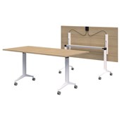 RAPID FLIP TABLE 1600 X 800MM CLASSIC OAK TOP WHITE BASE