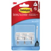 COMMAND ADHESIVE HOOK SMALL CLEAR WIRE PACK 3