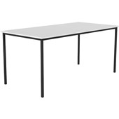 KNIGHT CUBIT CANTEEN TABLE 1600 X 800MM WHITE TOP BLACK LEGS