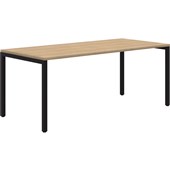 AVERO CANTEEN TABLE 1500X800MM BLACK FRAME CLASSIC OAK TOP