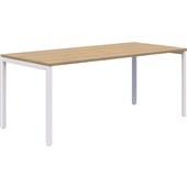 AVERO CANTEEN TABLE 1800X800MM WHITE FRAME CLASSIC OAK TOP