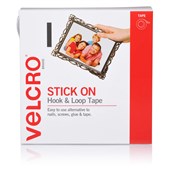 VELCRO STICK ON TAPE HOOK AND LOOP 20MM X 5M WHITE