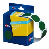 AVERY 937246 DMC24G DISPENSER SELF ADHESIVE CIRCLE LABEL DISPENSER PACK DIA 24MM GREEN BOX 500