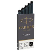 FOUNTAIN PEN INK CARTRIDGE PARKER QUINK PERMANENT BLACK PKT5