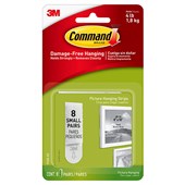 COMMAND PICTURE HANGING STRIP SMALL WHITE VALUE PACK 8 PAIRS
