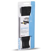 VELCRO ONE WRAP REUSABLE TIES 25 X 200MM BLACK PACK 5
