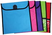 HOMEWORK BAG HOOK AND LOOP WITH POCKET W360 X H450MM ASSORTED COLOURS