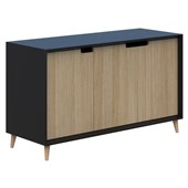 OSLO CREDENZA 1200WX720HX450D BLACK WITH CLASSIC OAK DOORS