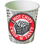 POP ROC PARTIES DISPOSABLE CUP HOT CHIPS 12U 440ML NEWSPRINT PACK 50