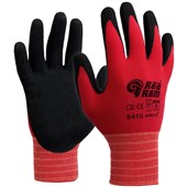 RED RAM SAFETY GLOVES POLYAMIDE WITH SANDY LATEX COATING SIZE 8 MEDIUM RED AND BLACK