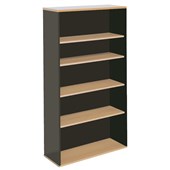 FIRSTLINE BOOKCASE 4 SHELVES W900 X D300 X H1800MM IRONSTONE AND BEECH