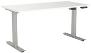 KNIGHT AGILE HEIGHT ADJUSTABLE DESK ELECTRIC 2 STAGE W1800 X D800 X H6801130MM SILVER FRAME WHITE TOP