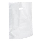 PLASTIC CARRY BAG LIGHT DUTY PUNCHED HANDLE W400 X H500MM WHITE PACK 100