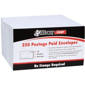 FASTWAY POST ENVELOPE POSTAGE INCLUDED WINDOW SELF SEAL 9S E13 W165 X L92MM WHITE PACK 250